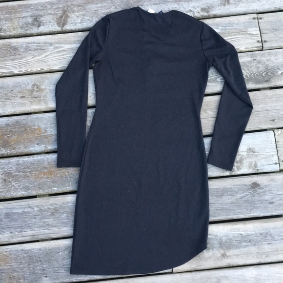 Black Long Sleeve Laced up Neckline Dress - Picture 4 of 5
